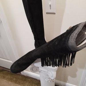 Marc Fisher Black Suede Tall Shaft Boots Size 7 1/2M